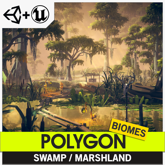 POLYGON Swamp Marshland Nature Biome for Unity and Unreal Engine 3D low poly asset game development